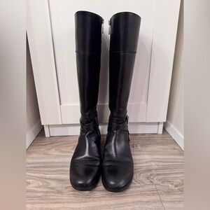 Michael Kors Preston Leather Boots Black Women's Sz 8M